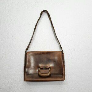Vintage Bohemian brown Leather Saddle Bag Purse